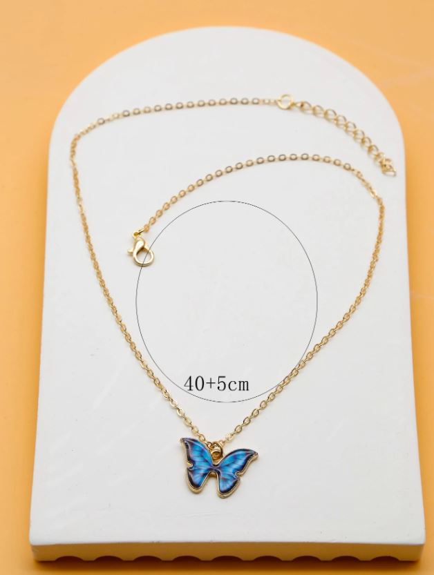 1pc Zinc Alloy Butterfly Pendant Necklace & Earrings for Girls – Party, Birthday & Gift Use | Selver & Gold Both Color Available